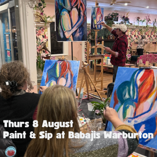 A paint and sip class takes place at Babajis Warburton