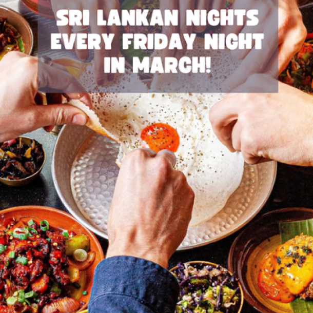 Several hands share a Sri Lankan pancake